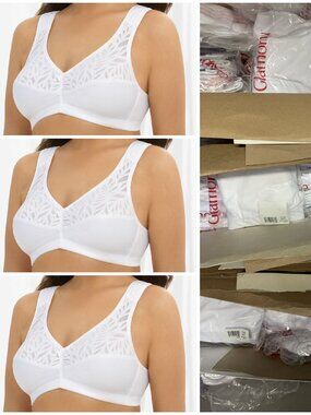 Set of 3! 38F 38G SOFT SHOULDERS Bra (Stretch-Lace-Cups) WIDE-STRAPS White NEW